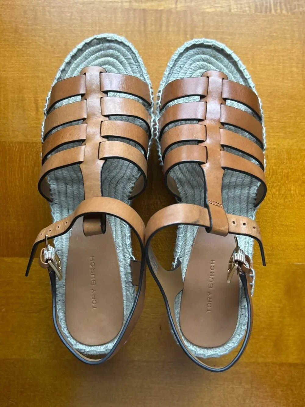 Tory Burch Leather Wedge Espadrilles